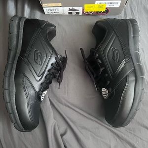 Skechers Work Slip Resistant Black Shoes 9